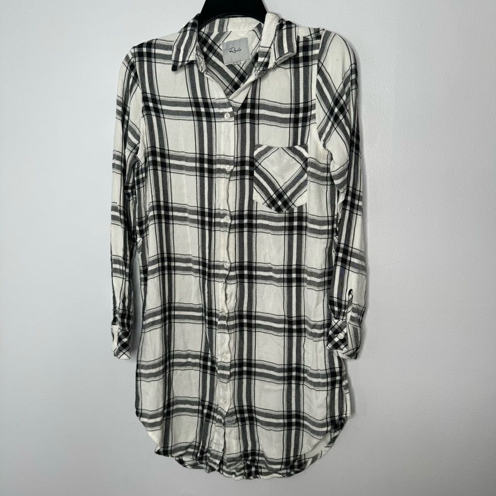 Rails black and white plaid shirt dress size small